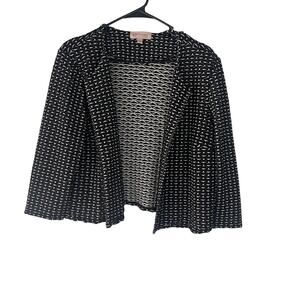 Philosophy Women's Size Large Black White Career Open Front‎ Blazer Jacket